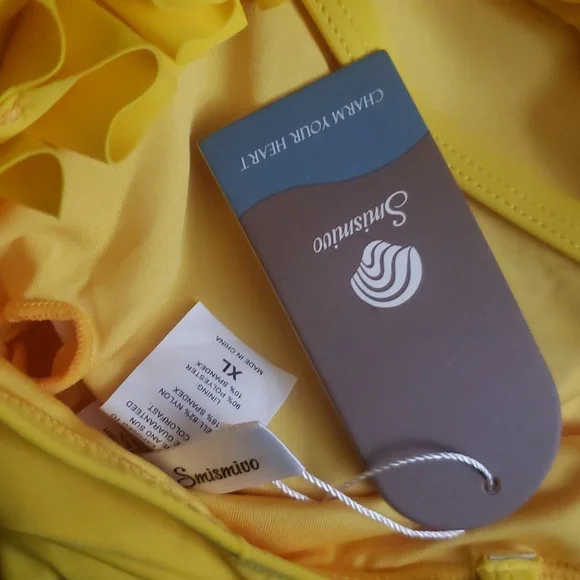 Yellow Ruffle Removeable Strap Swimsuit - Picture 6 of 6